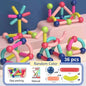 Colorful magnetic building toy set with packaging displaying '36 pcs' and product details.