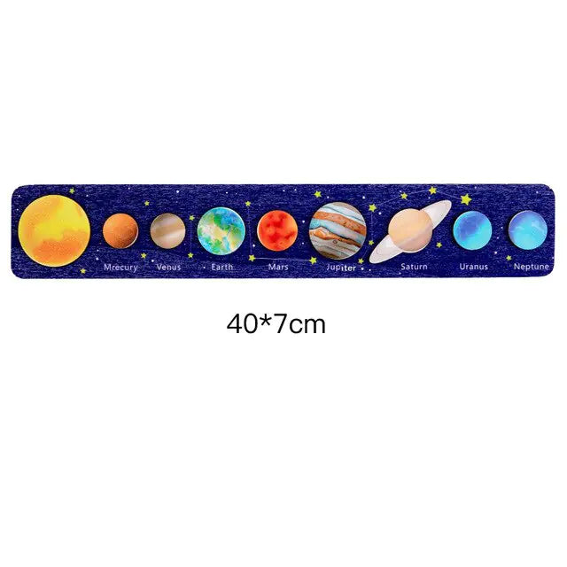 Ruler with solar system design on a white background