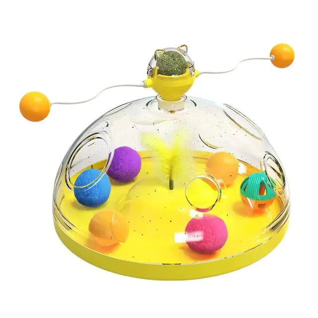 Cat toy with colorful balls and a transparent dome 