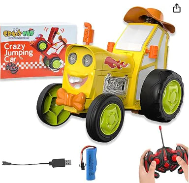 Toy car with remote control and packaging on a white background