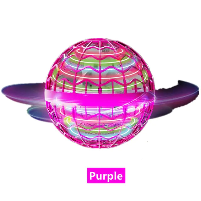 Purple glowing sphere with colorful interior on a white background