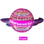 Purple glowing sphere with colorful interior on a white background